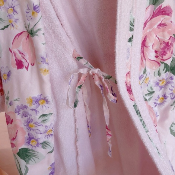 VTG Adonna Cotton Polyester Nightgown Floral Wrap Robe Pink Purple Green EUC - Picture 11 of 12